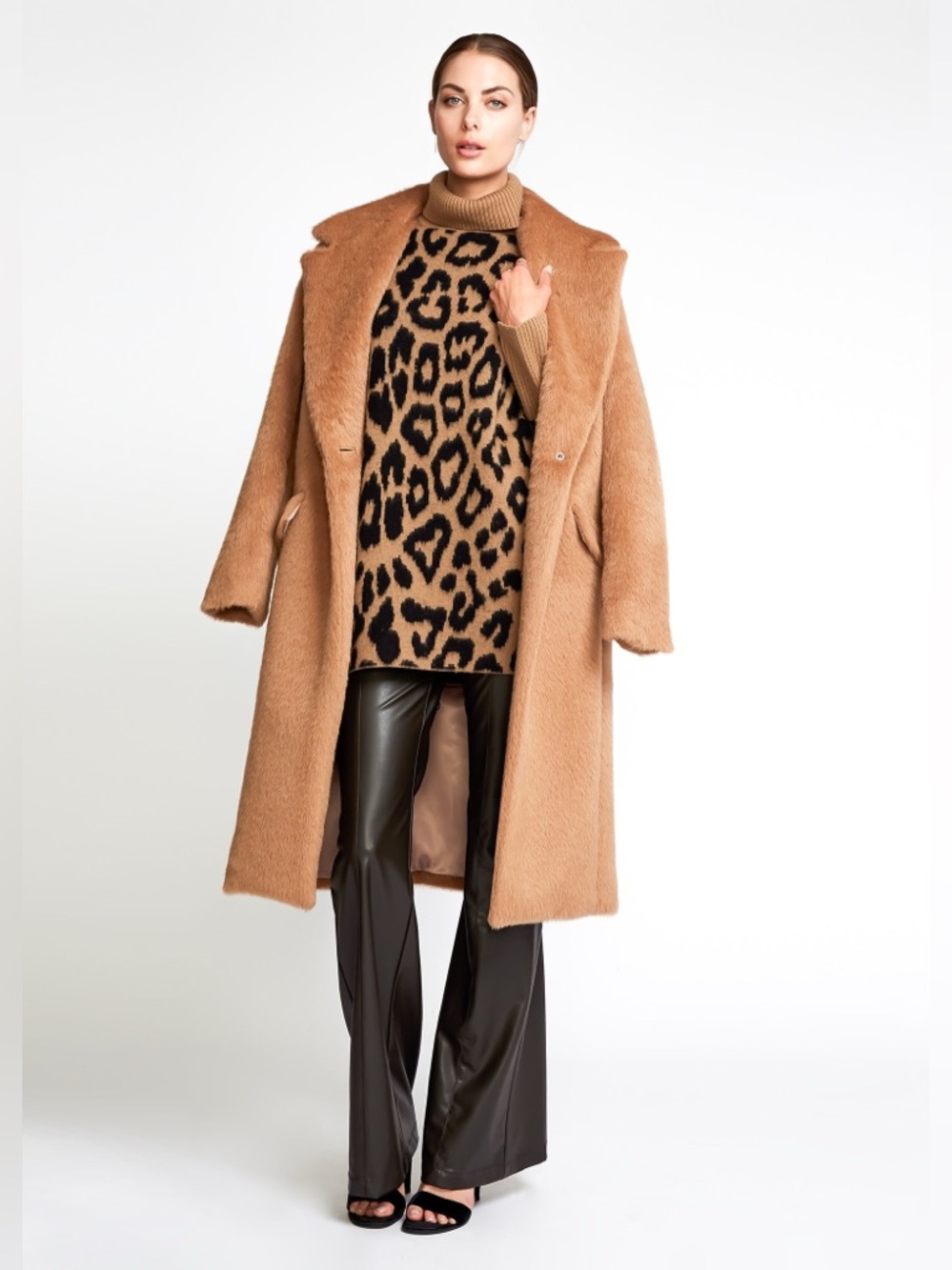 Worth Gianna Faux-Leather Flared Pants in Chocolate NWT